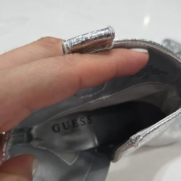 GUESS Silver Ankle Boots, Sz 6 Gentle Used - Picture 6 of 9